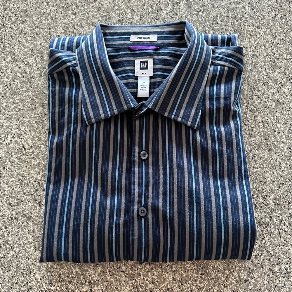 Gap Premium Pinstripe Shirt Mens XL Long Sleeve Vintage Button‎ Down